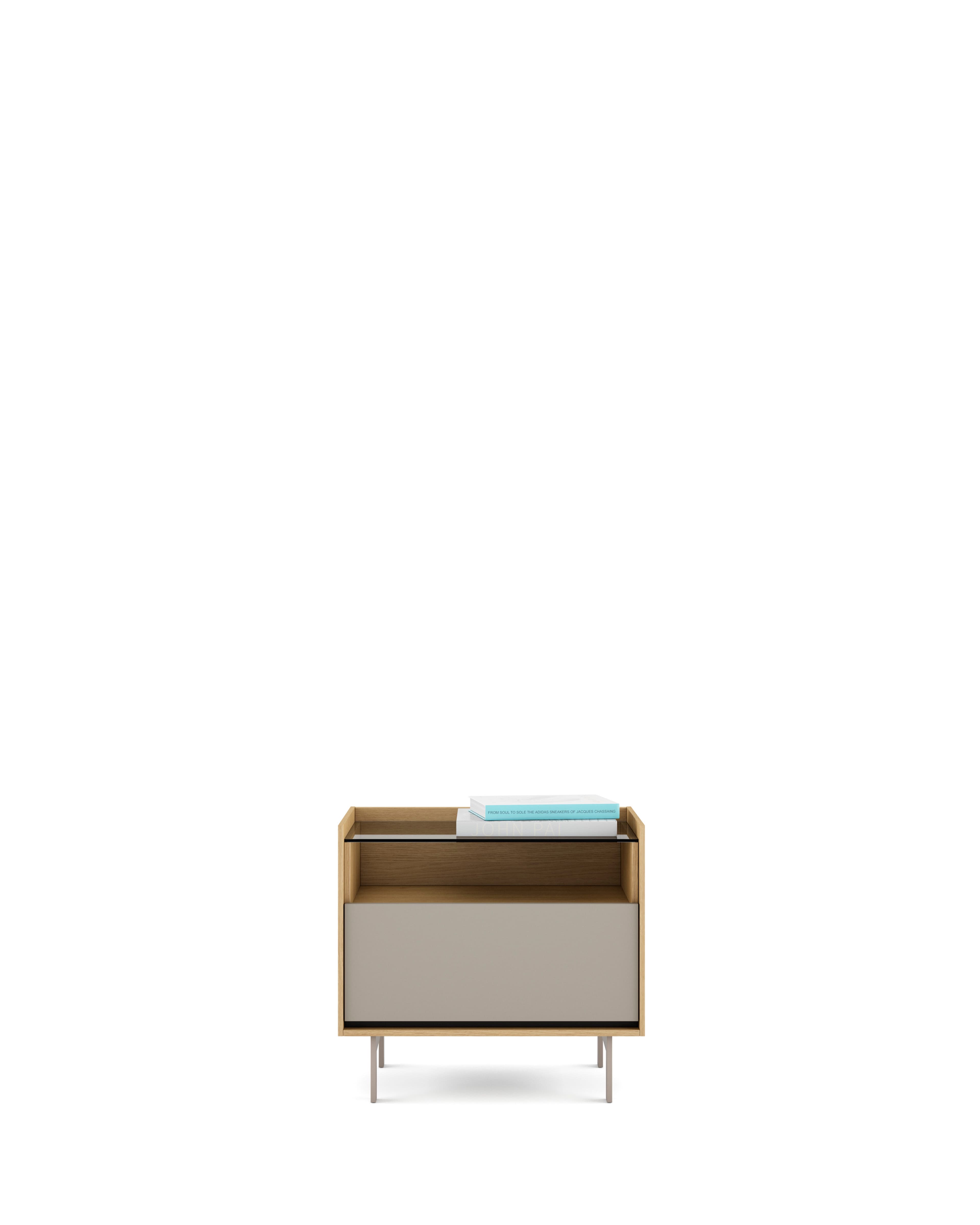 MESITA KUBIK CRISTAL A - 1 CAJÓN CONTENEDOR