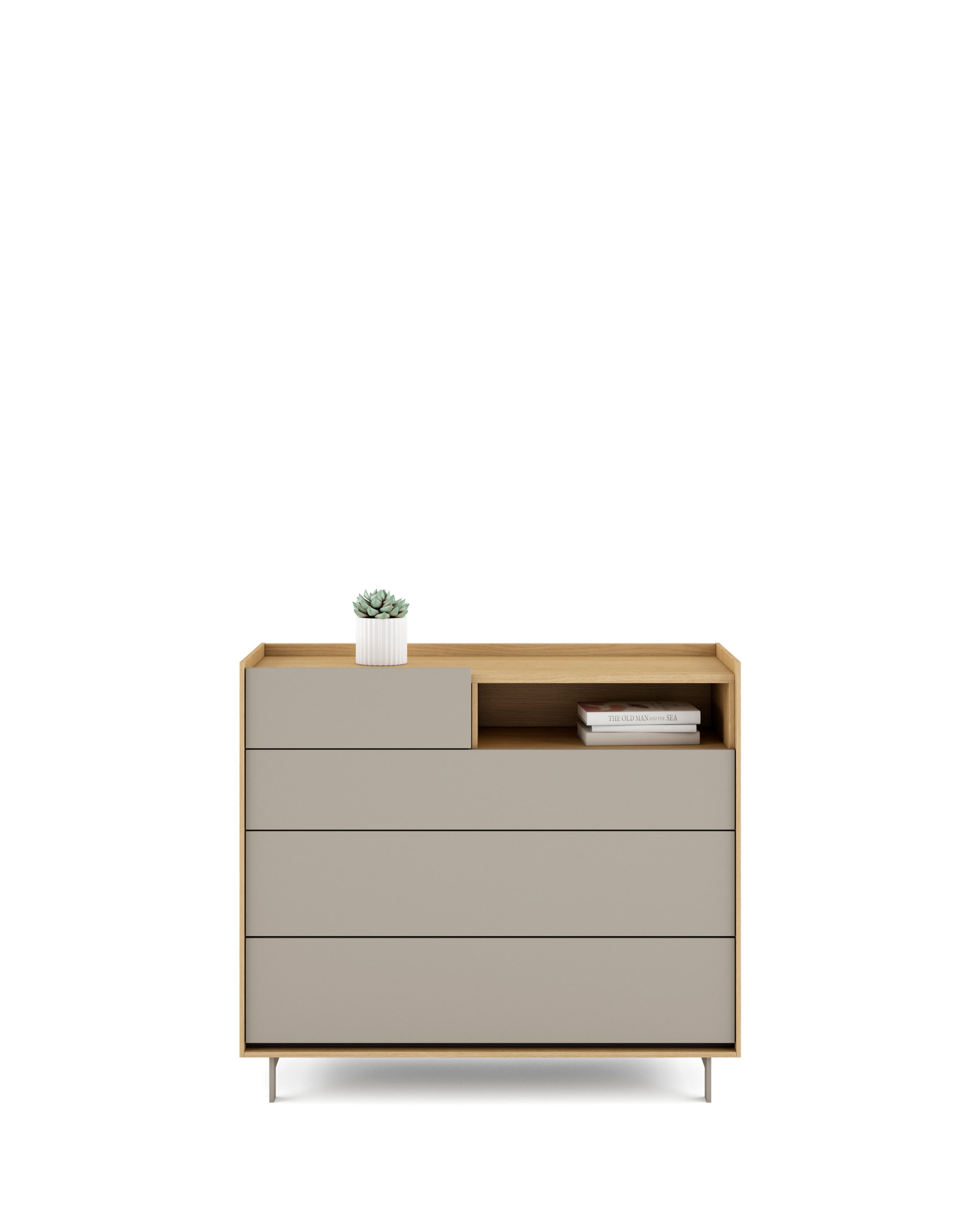 COMODA KUBIK TAPA MADERA A - 4 CAJONES
