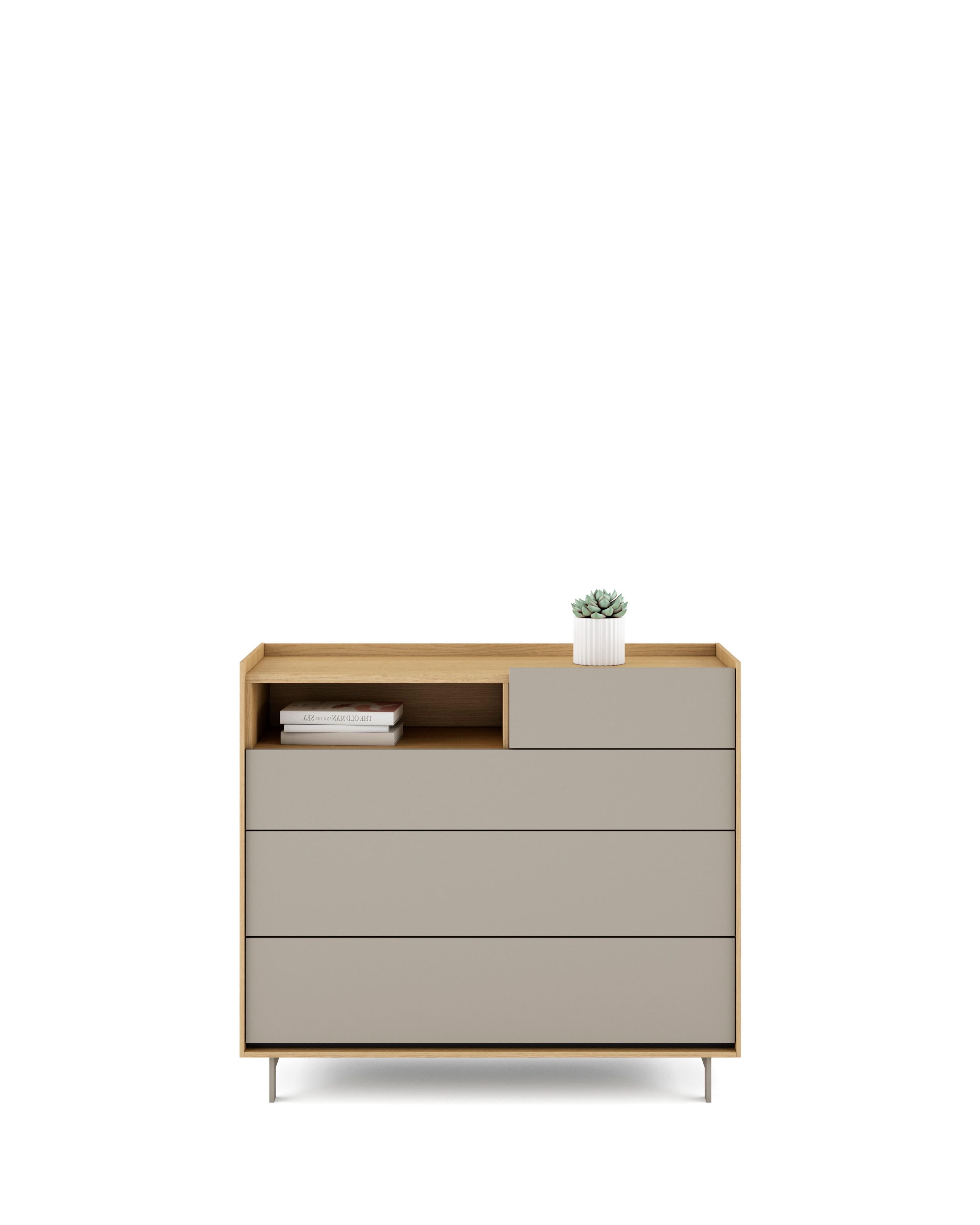 COMODA KUBIK TAPA MADERA A IZQUIERDA - 4 CAJONES